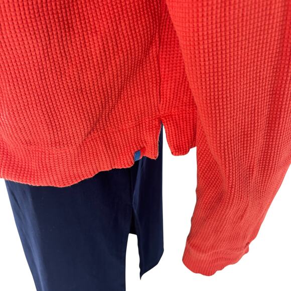 Kule Orange Red Rosewell Waffle Knit Cotton Quarter Zip Pullover - Picture 7 of 11